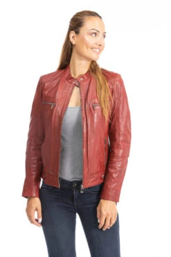 Blouson Cuir Femme Rouge " SILENE " -Maroquinerie blouson cuir femme 100104 12 067306800 1657 26092023