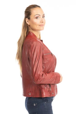 Blouson Cuir Femme Rouge " SILENE " -Maroquinerie blouson cuir femme 100104 13 086464200 1657 26092023