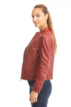Blouson Cuir Femme Rouge " SILENE " -Maroquinerie blouson cuir femme 100104 15 057704900 1657 26092023