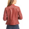 Blouson Cuir Femme Rouge " SILENE "