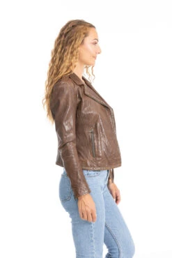 Blouson Cuir Femme Biker Dark Cognac " 101461 " -Maroquinerie blouson cuir femme 101461 cognac 6 066805500 1658 26092023