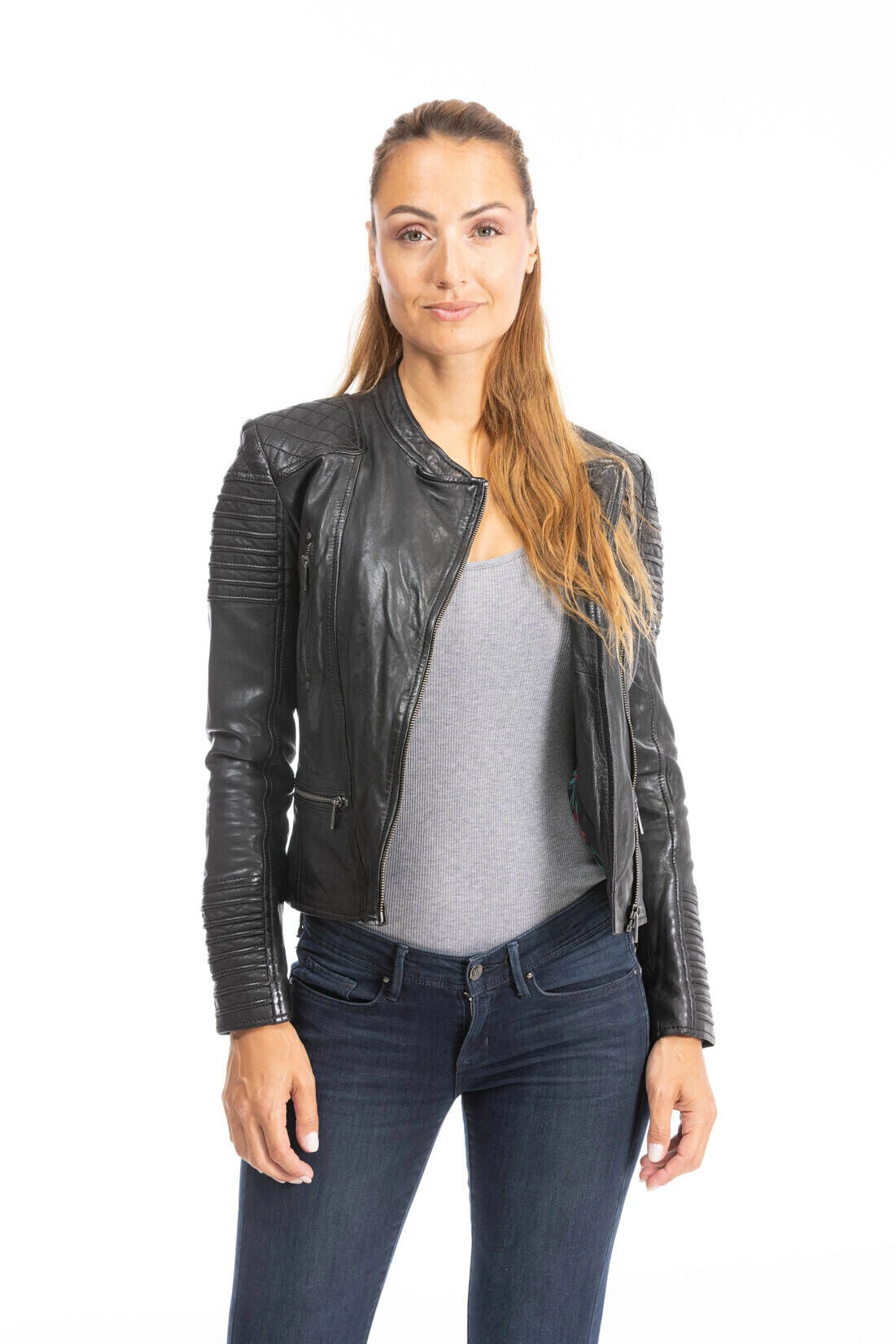 Blouson Cuir Femme Noir " 102081 " 3 Blouson Cuir Femme Noir " 102081 " – Image 3