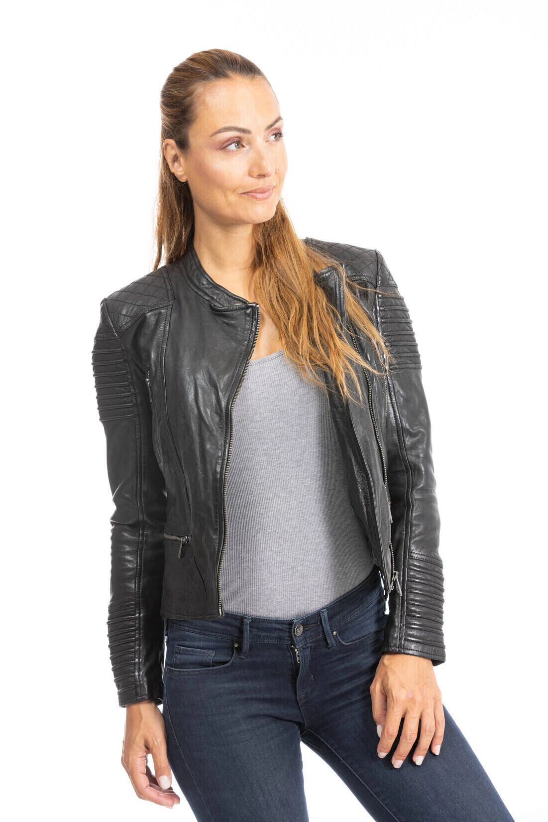 Blouson Cuir Femme Noir " 102081 " 2 Blouson Cuir Femme Noir " 102081 " – Image 2