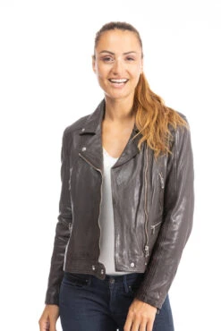 Blouson Cuir Femme Biker Agneau Red Brown "PANILA" -Maroquinerie blouson cuir femme 102100 11 080709500 1003 28092023