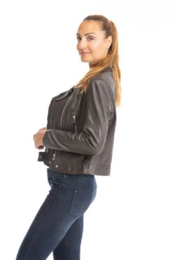 Blouson Cuir Femme Biker Agneau Red Brown "PANILA" -Maroquinerie blouson cuir femme 102100 16 039241800 1003 28092023