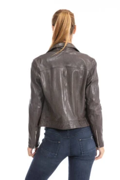Blouson Cuir Femme Biker Agneau Red Brown "PANILA"