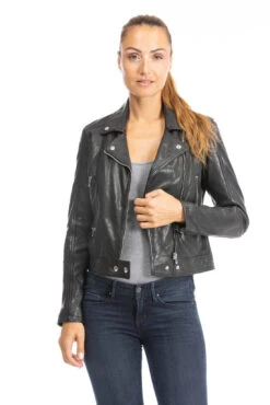 Blouson Cuir Femme Biker Agneau Noir "PANILA" 14 Blouson Cuir Femme Biker Agneau Noir "PANILA" -Maroquinerie blouson cuir femme 102100 1 097832000 1003 28092023