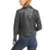 Blouson Cuir Femme Biker Agneau Noir "PANILA"