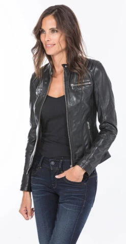 Blouson Cuir Femme Noir "JODY" -Maroquinerie blouson cuir femme agneau noir 101125 2 082258400 1543 24092020