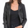 Blouson Cuir Femme Noir "TRACY"