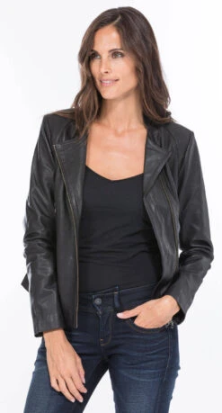 Blouson Cuir Femme Noir "TRACY"