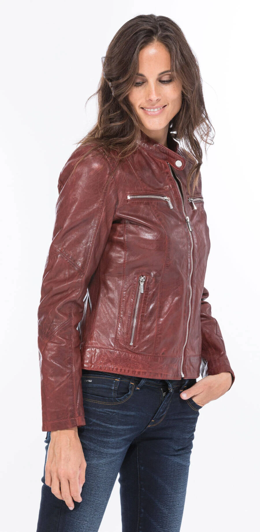 Blouson Cuir Femme New Rouge "JODY" – Image 8