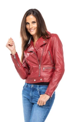 Blouson Cuir Femme Biker Rouge "PANEMA" 11 Blouson Cuir Femme Biker Rouge "PANEMA" -Maroquinerie blouson cuir femme agneau rouge perfecto rose garden 101156 rouge 3 029944000 1747 26092019