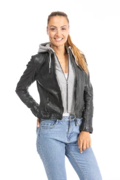 GIPSY Blouson Cuir Femme Agneau Noir à Capuche " ANNI " -Maroquinerie blouson cuir femme noir anni 4 035134000 1447 26092023