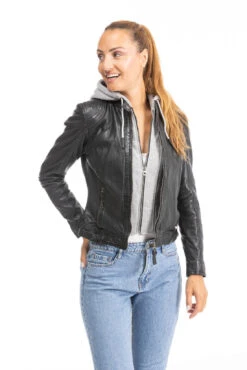 GIPSY Blouson Cuir Femme Agneau Noir à Capuche " ANNI " -Maroquinerie blouson cuir femme noir anni 5 031975700 1447 26092023