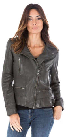 Blouson Cuir Femme Kaki Oakwood Style Biker "62065" 11 Blouson Cuir Femme Kaki Oakwood Style Biker "62065" -Maroquinerie blouson cuir femme perfecto oakwood video 62065000137 059356000 1712 29092017
