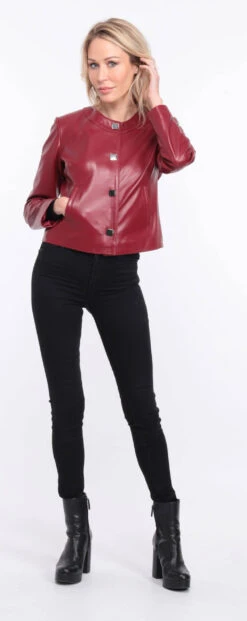 Spencer Cuir Femme Agneau Grenade " BRENDE " -Maroquinerie blouson cuir grenade brenda 10 056957400 1156 01072023 scaled