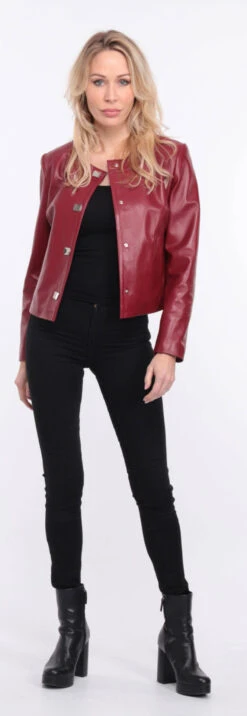 Spencer Cuir Femme Agneau Grenade " BRENDE "