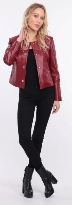 Spencer Cuir Femme Agneau Grenade " BRENDE " -Maroquinerie blouson cuir grenade brenda 17 033027900 1156 01072023 scaled