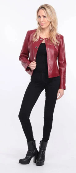 Spencer Cuir Femme Agneau Grenade " BRENDE " -Maroquinerie blouson cuir grenade brenda 19 079181500 1156 01072023 scaled