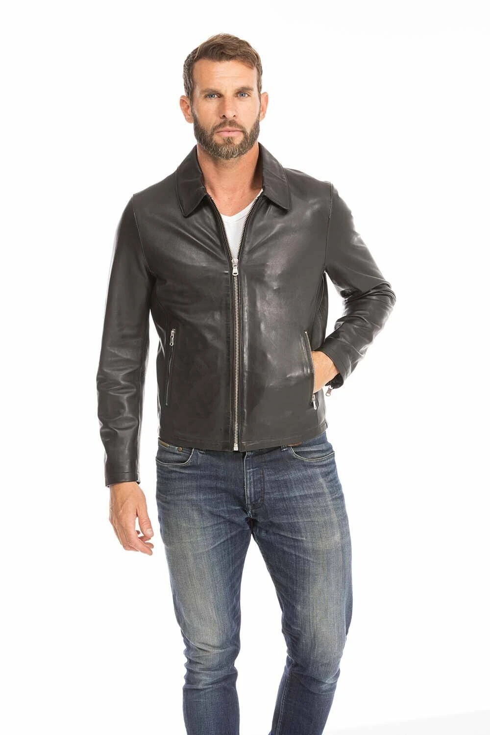 Blouson Cuir Homme Noir " 102496 " 7 Blouson Cuir Homme Noir " 102496 " – Image 7