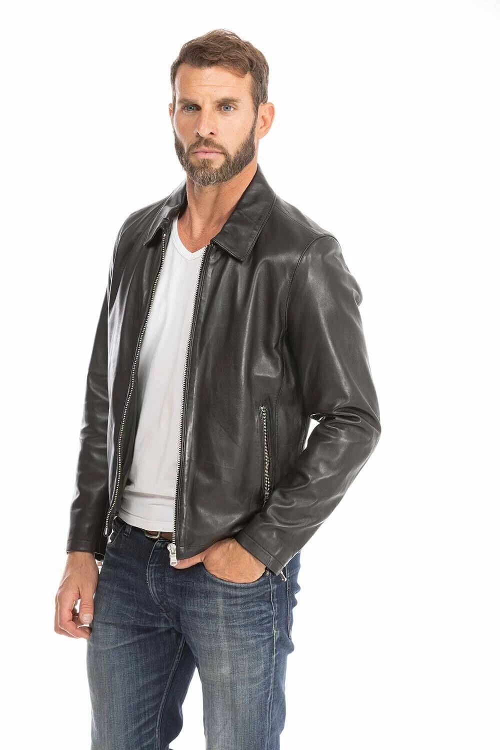 Blouson Cuir Homme Noir " 102496 " 3 Blouson Cuir Homme Noir " 102496 " – Image 3