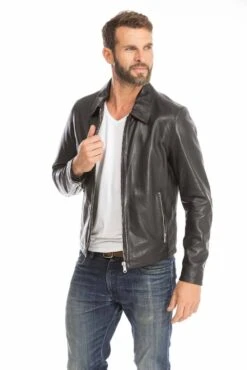 Blouson Cuir Homme Noir " 102496 " 22 Blouson Cuir Homme Noir " 102496 " -Maroquinerie blouson cuir homme 102496 noir 6 060392800 1010 29092023