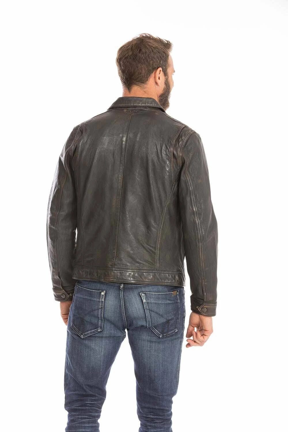 Blouson Cuir Homme Agneau Noir Vieilli " 102564 " 1 Blouson Cuir Homme Agneau Noir Vieilli " 102564 "