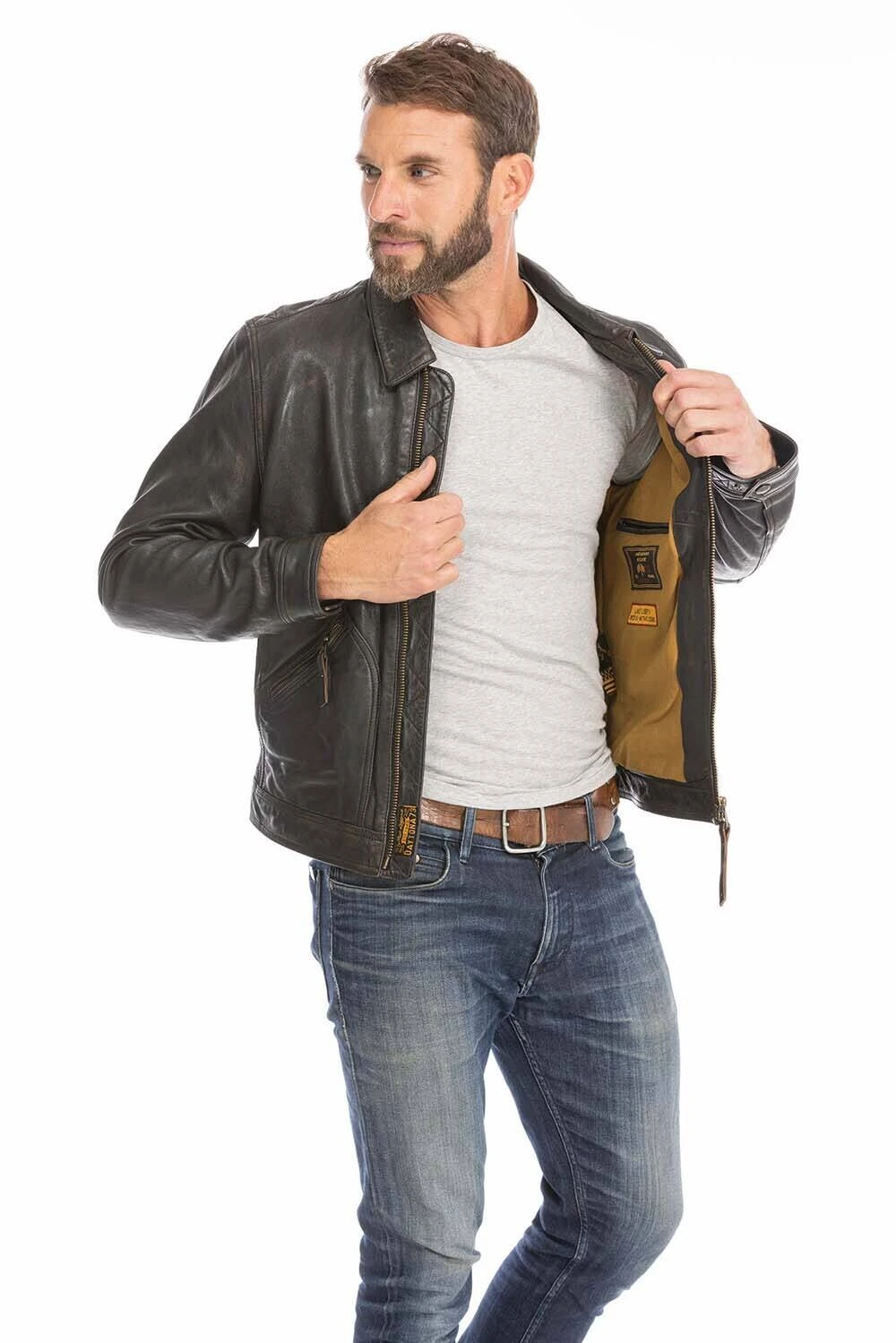 Blouson Cuir Homme Agneau Noir Vieilli " 102564 " 2 Blouson Cuir Homme Agneau Noir Vieilli " 102564 " – Image 2