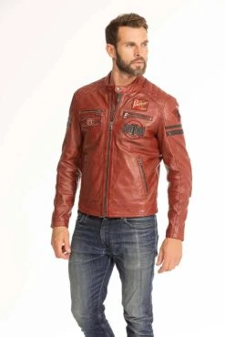 Blouson Cuir Homme Agneau Syrah " 102831 " -Maroquinerie blouson cuir homme 102831 syrah 12 024197400 1013 29092023