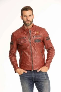Blouson Cuir Homme Agneau Syrah " 102831 " -Maroquinerie blouson cuir homme 102831 syrah 14 046654900 1013 29092023