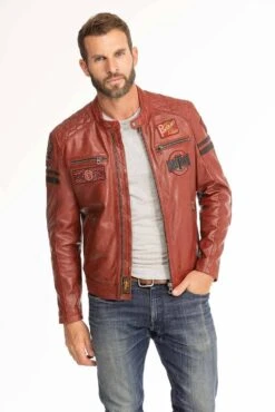 Blouson Cuir Homme Agneau Syrah " 102831 " -Maroquinerie blouson cuir homme 102831 syrah 4 092175300 1013 29092023