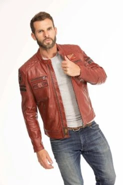 Blouson Cuir Homme Agneau Syrah " 102831 " -Maroquinerie blouson cuir homme 102831 syrah 5 060894400 1013 29092023