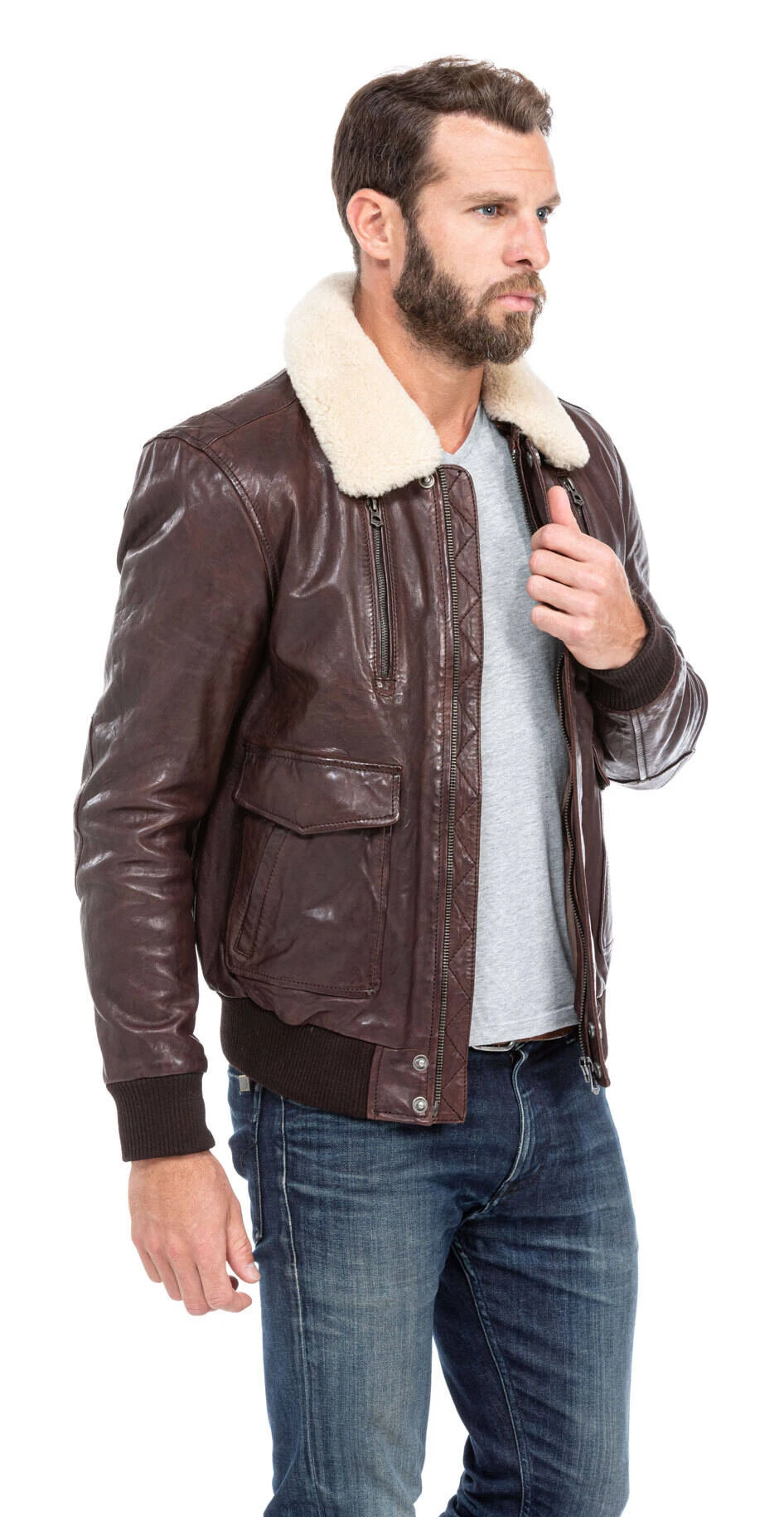 Blouson Cuir Homme Marron Style Aviateur " RAFAL " – Image 2