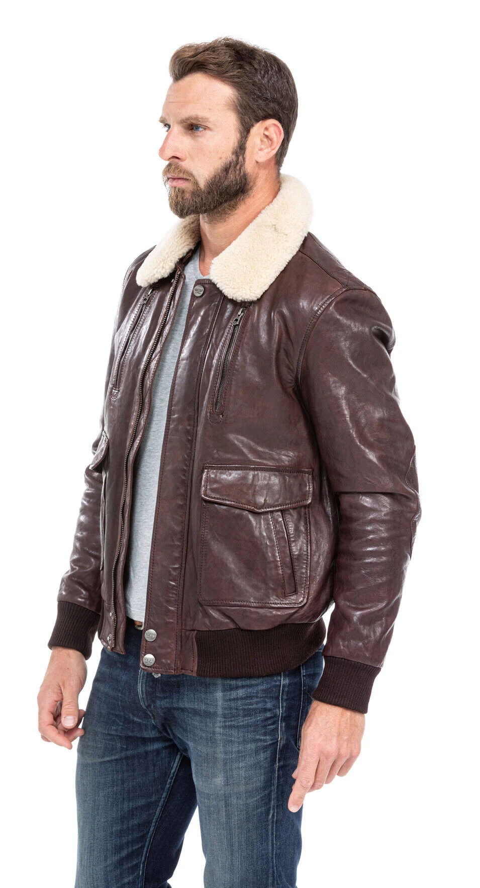Blouson Cuir Homme Marron Style Aviateur " RAFAL " – Image 7
