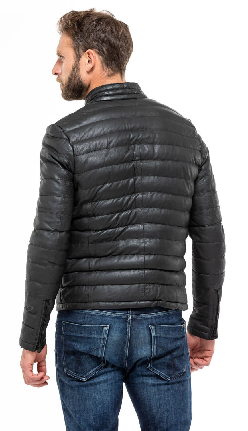 Blouson Cuir Homme Noir Style Doudoune " TRAVIS " – Image 6