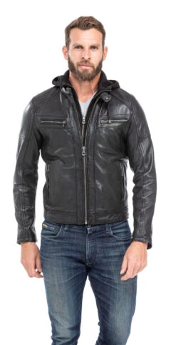 Blouson Cuir Homme Noir "BISHOP"