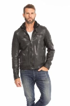 REDSKINS Blouson Cuir Homme à Capuche Noir " RYDE " 27 REDSKINS Blouson Cuir Homme à Capuche Noir " RYDE " -Maroquinerie blouson cuir homme agneau noir ryde redskins 12 060079600 1114 29092023