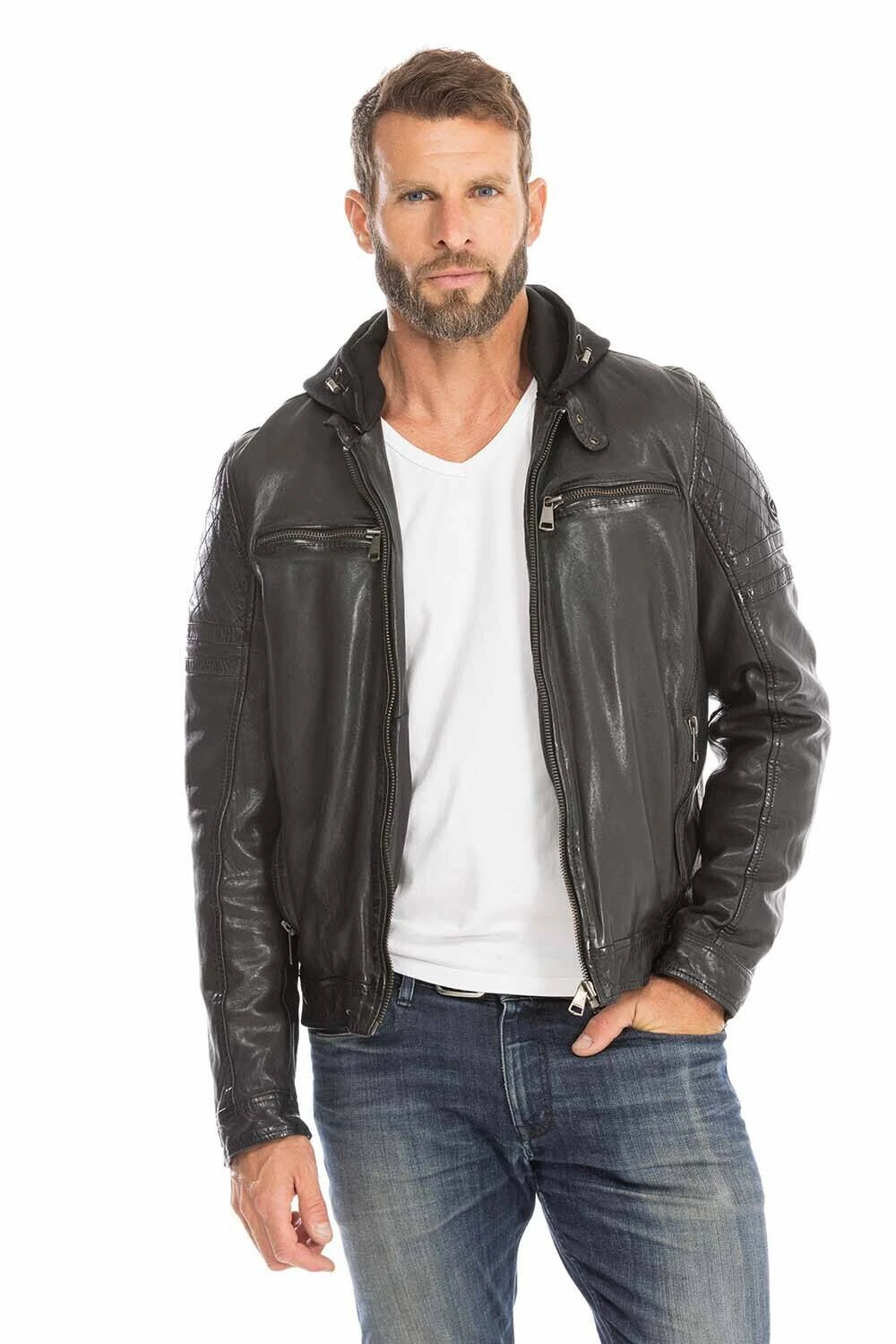 REDSKINS Blouson Cuir Homme à Capuche Noir " RYDE " 10 REDSKINS Blouson Cuir Homme à Capuche Noir " RYDE " – Image 10