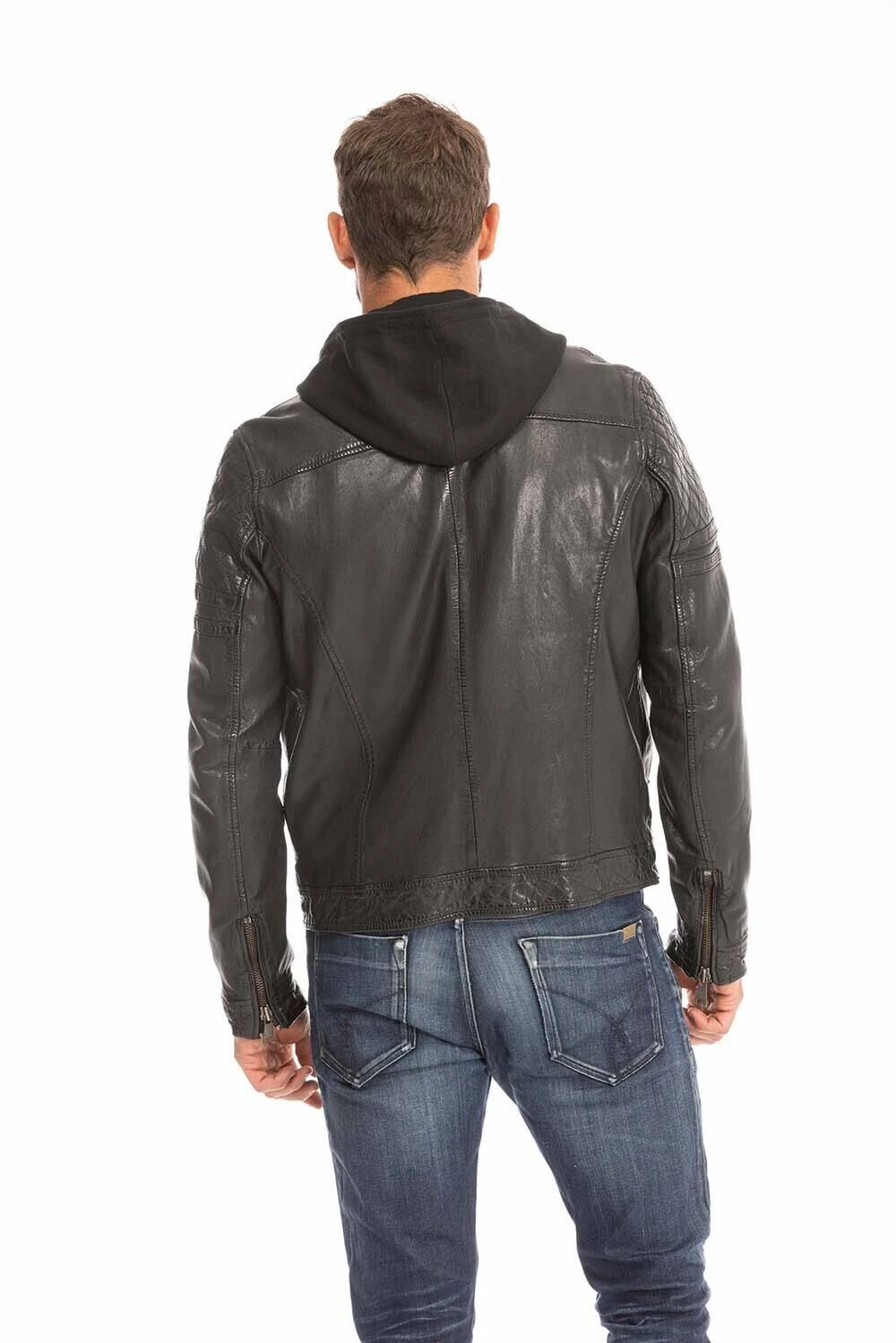 REDSKINS Blouson Cuir Homme à Capuche Noir " RYDE " 11 REDSKINS Blouson Cuir Homme à Capuche Noir " RYDE " – Image 11
