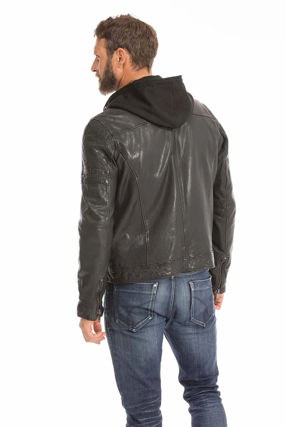 REDSKINS Blouson Cuir Homme à Capuche Noir " RYDE " 8 REDSKINS Blouson Cuir Homme à Capuche Noir " RYDE " – Image 8