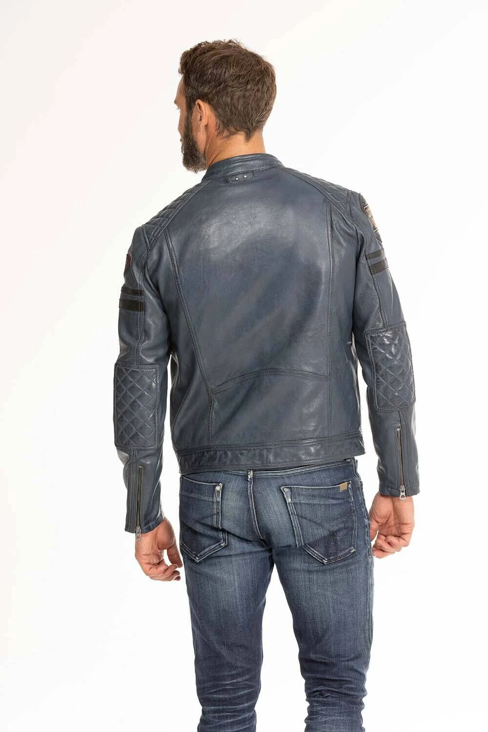 Blouson Cuir Homme Agneau Bleu " 102831 "