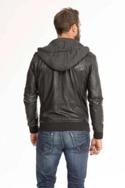 Blouson Cuir Homme Agneau Noir Oakwood " 62061 " -Maroquinerie blouson cuir homme capuche noir 62061 3 018400700 1747 28092023