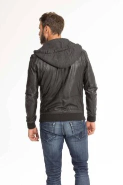 Blouson Cuir Homme Agneau Noir Oakwood " 62061 " -Maroquinerie blouson cuir homme capuche noir 62061 5 086769800 1747 28092023