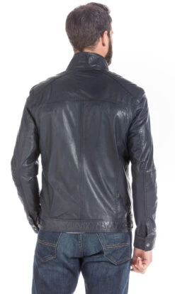 Blouson Cuir Homme Classique Bleu Marine " 51540 " -Maroquinerie blouson cuir homme classique droit 5154013805 025369600 1746 26092017