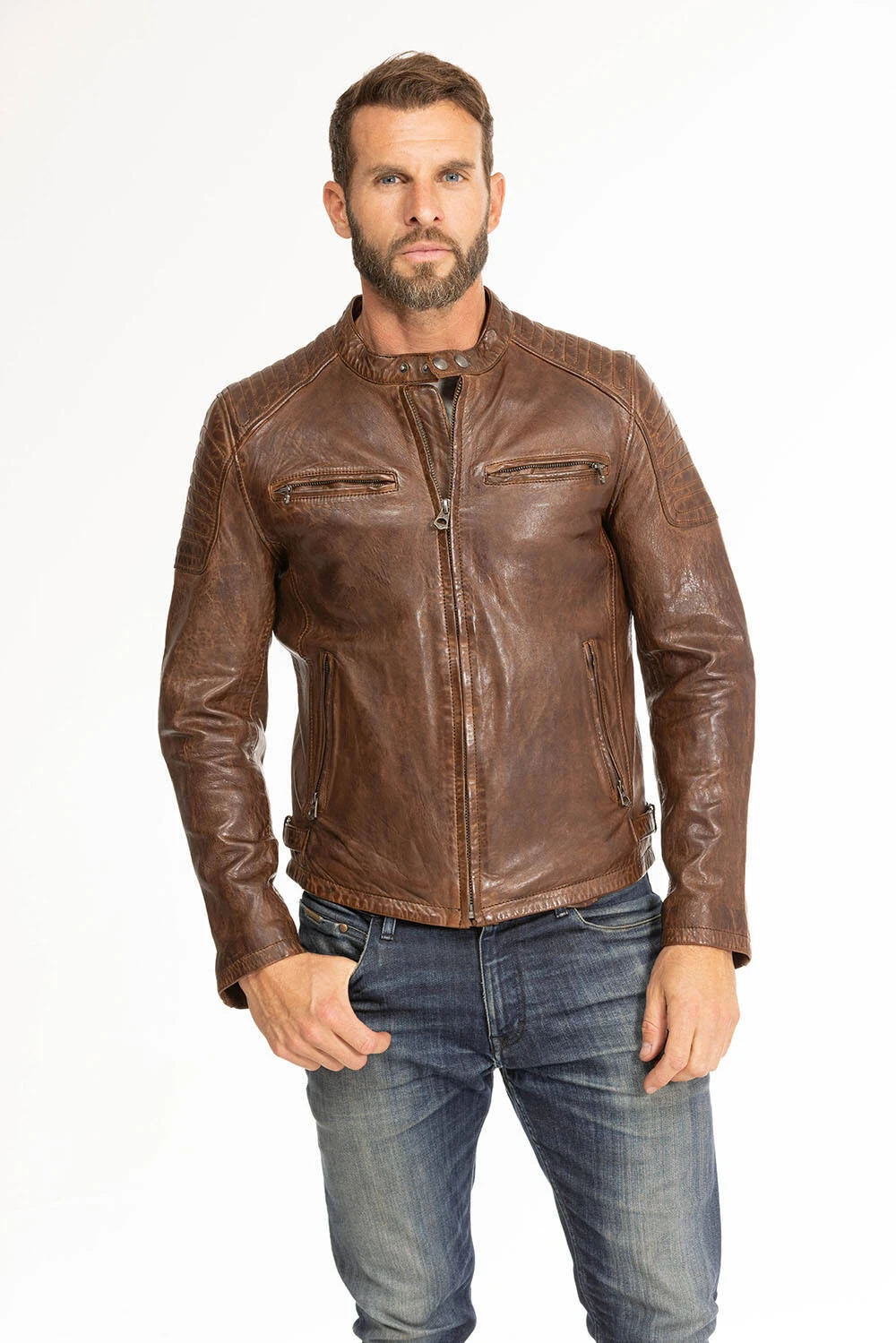 Blouson Cuir Homme Dark Cognac " 101700 " 5 Blouson Cuir Homme Dark Cognac " 101700 " – Image 5