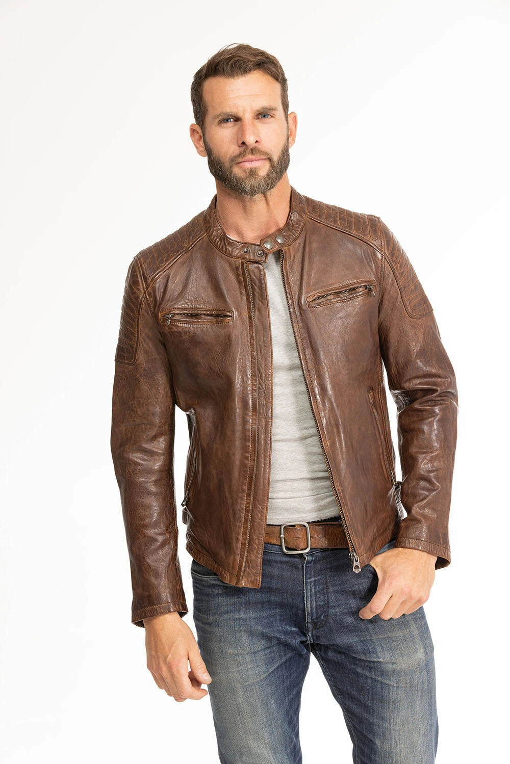 Blouson Cuir Homme Dark Cognac " 101700 " 8 Blouson Cuir Homme Dark Cognac " 101700 " – Image 8