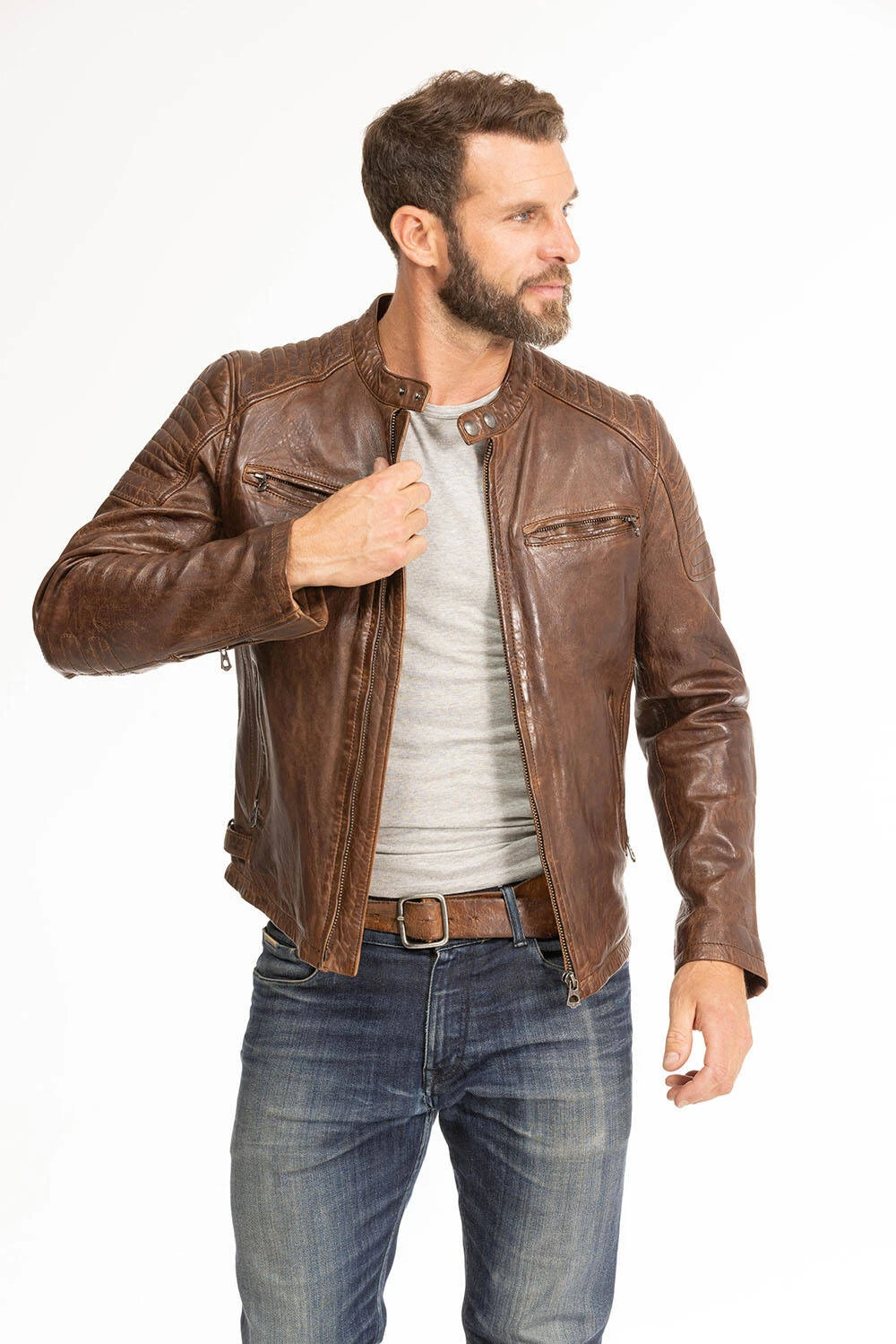 Blouson Cuir Homme Dark Cognac " 101700 " 7 Blouson Cuir Homme Dark Cognac " 101700 " – Image 7