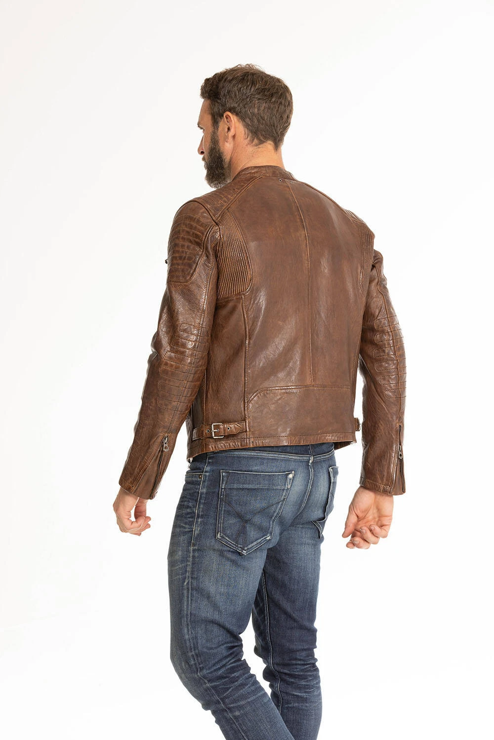 Blouson Cuir Homme Dark Cognac " 101700 " 2 Blouson Cuir Homme Dark Cognac " 101700 " – Image 2
