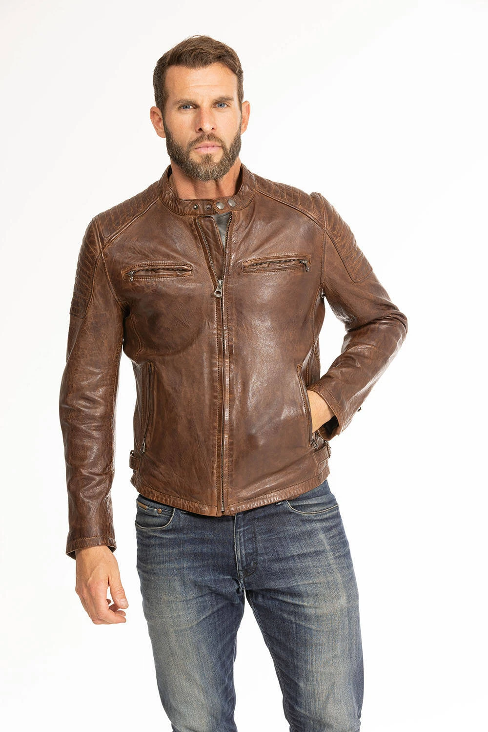 Blouson Cuir Homme Dark Cognac " 101700 " 12 Blouson Cuir Homme Dark Cognac " 101700 " – Image 12